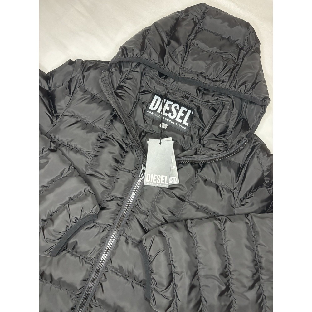Diesel W-DWAIN-OUT-NEW Jacket Men's Small Black Hooded Puffer Insulated NWT $350